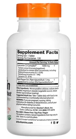 Curcumin C3 Complex 1000 mg, 120 tab. Doctor`s Best innhold
