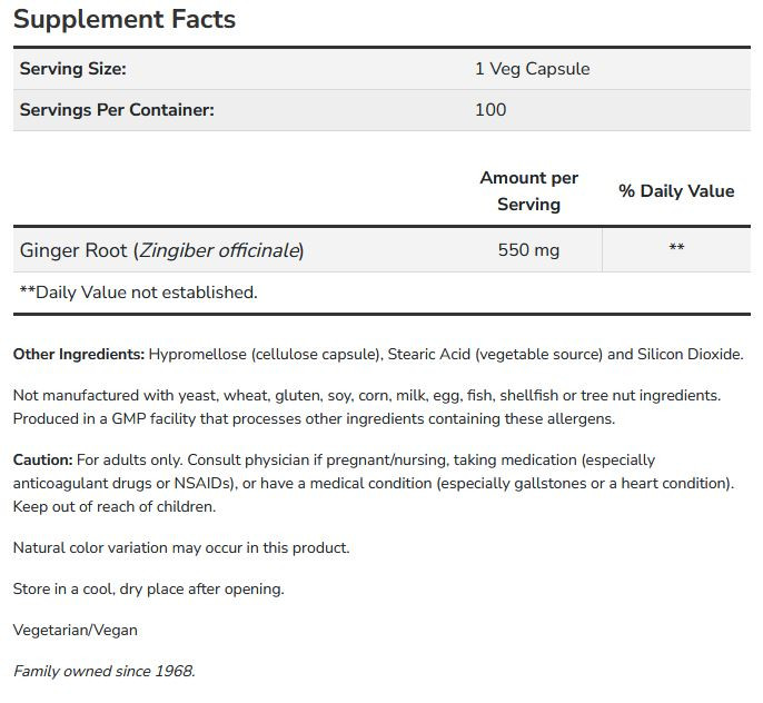 Ginger Root (Ingefær) Now innhold