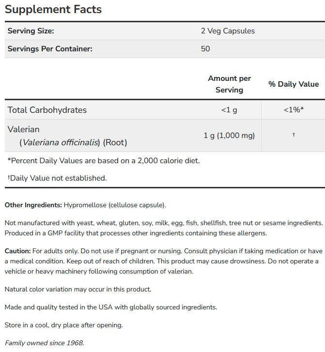 Valerian Root Now innhold