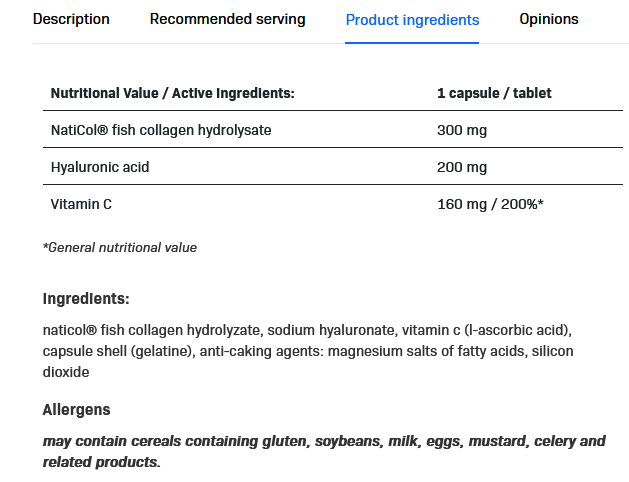 Hyaluronic Acid Forte innhold Hyaluronic Acid Forte innhold
