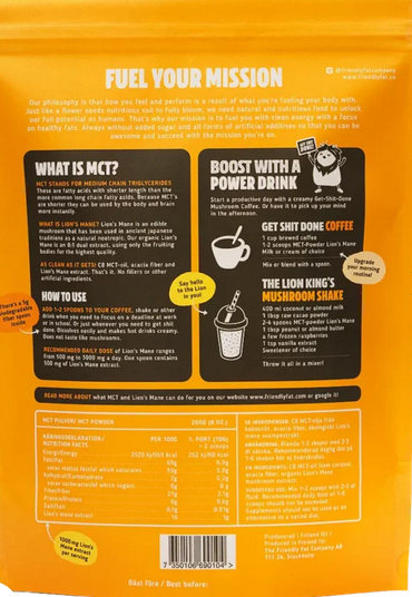 Mct Powder Lion´s Mane innhold