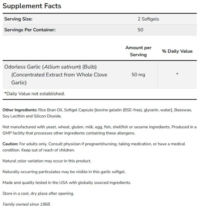 Odorless Garlic  Hvitløk innhold