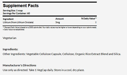 Lithium Orotate Kal innhold