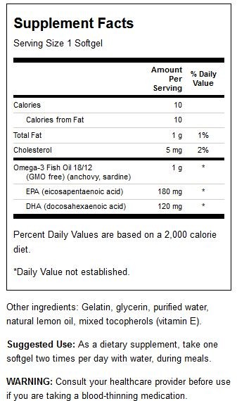 Omega-3 Fish Oil (sitronsmak) innhold