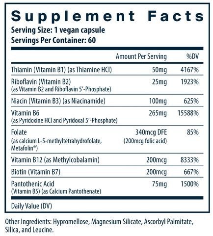 Vitamin B6+B Complex Vital Nutrients innhold