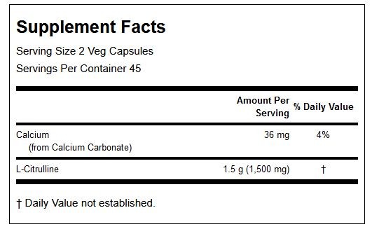 L-Citrulline Now 90 vegetabilske kapsler innhold
