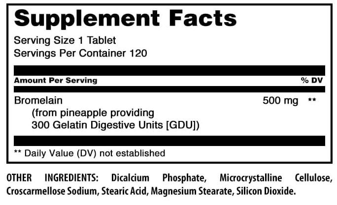 Bromelain Amazing Formulas innhold