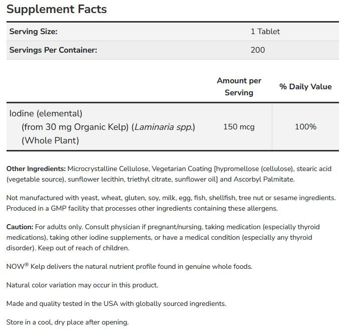 Kelp 200 tbl 150 mcg jod