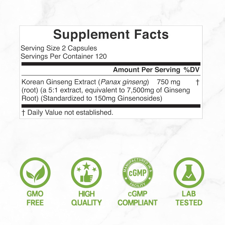 Korean Panax Ginseng Deal Supplement innhold