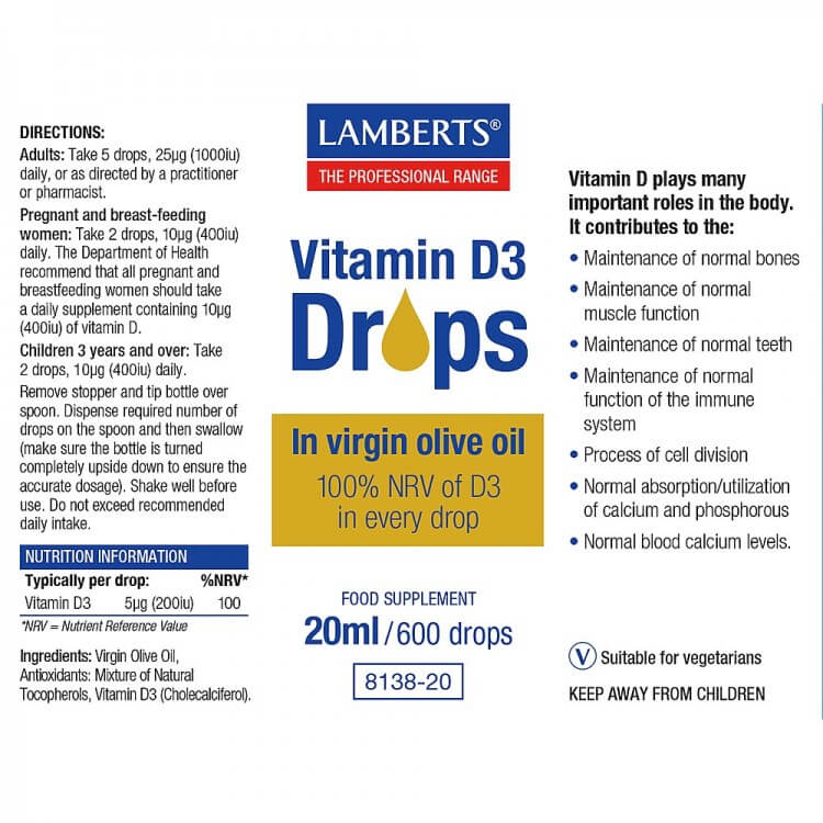 Vitamin D3 Drops innhold